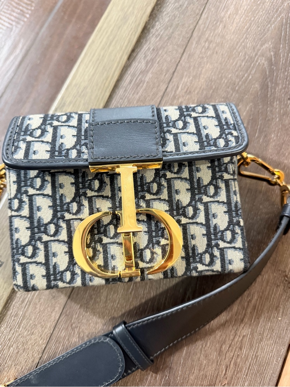 Dior Black and Cream Logo Canvas Crossbody with Wide Leather Strap